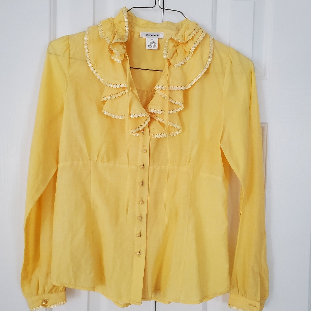 Vintage Yellow Ruffle Blouse